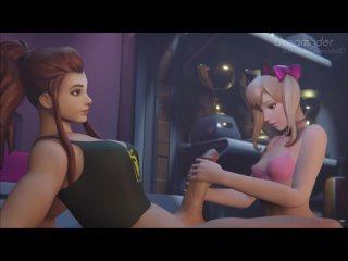 d va handjob futanari brigitte futanari on female shemale lesbians overwatch porn hentai animation sfm blender masturbation